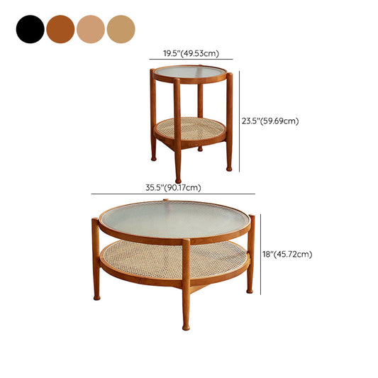 4 Legs Tropical Glass Coffee Table No Distressing Bunching Tables with Shelf Clearhalo 'Coffee & Accent Tables' 'Coffee Tables' 'coffee_tables' 'furn' 'furn_coffee_tables' 'Furniture' 'Living Room Furniture' 7132288