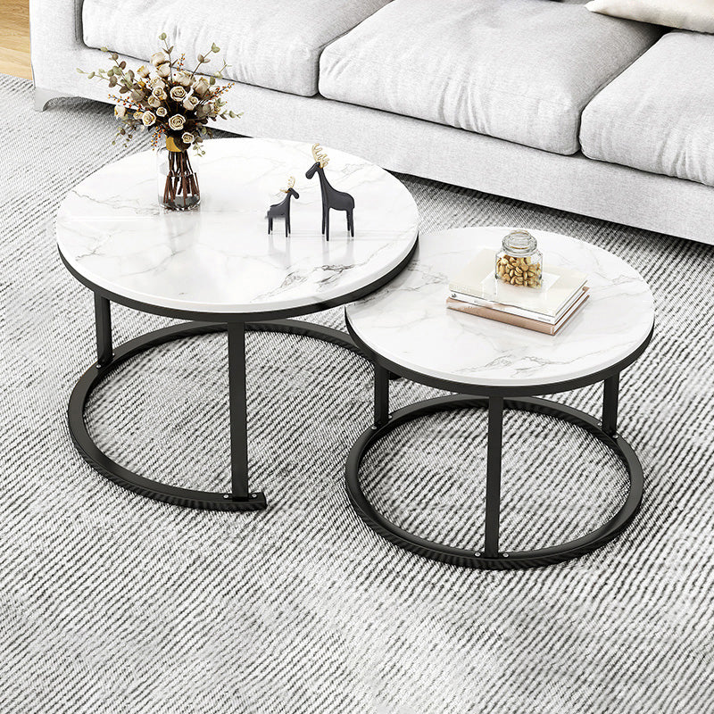 Table basse gigogne ronde en ardoise Frame 2 pièces