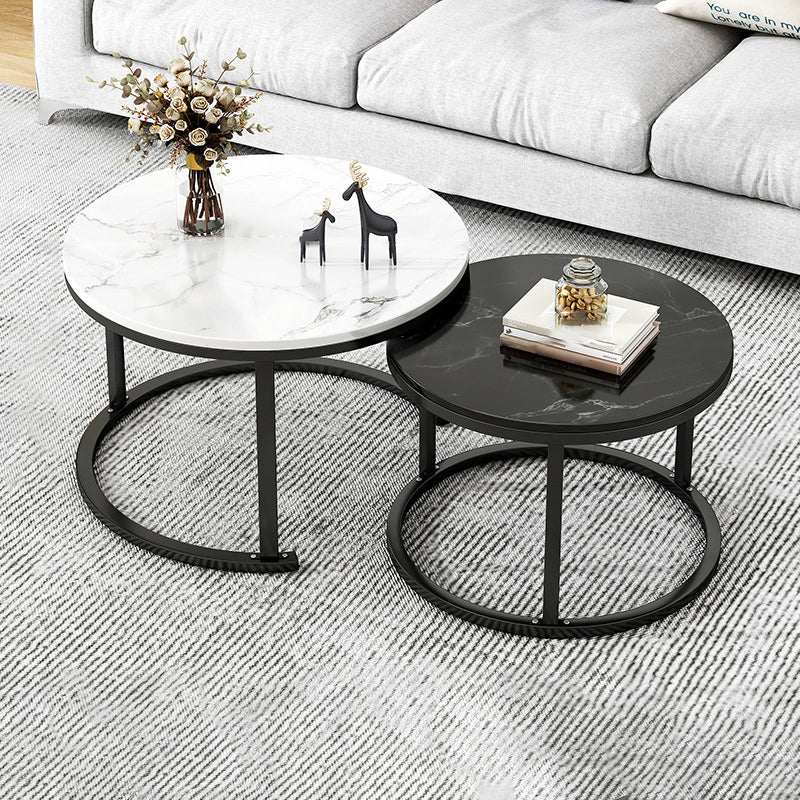 Table basse gigogne ronde en ardoise Frame 2 pièces