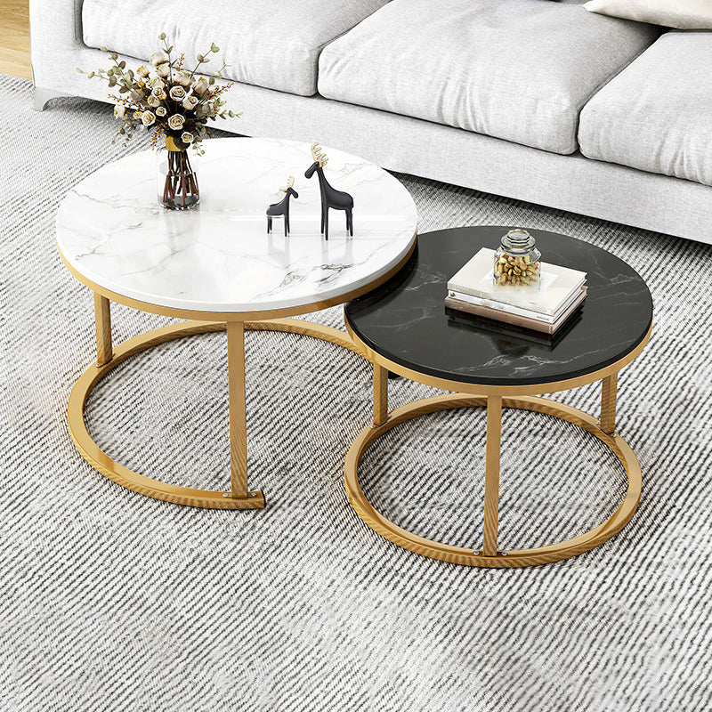 Table basse gigogne ronde en ardoise Frame 2 pièces