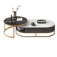 Frame Oval Coffee Table Glam Nesting Coffee Table Set with Drawer 51"L x 28"W x 14"H + 31"L x 31"W x 18"H White Glass & Stone Clearhalo 'Coffee & Accent Tables' 'Coffee Tables' 'coffee_tables' 'furn' 'furn_coffee_tables' 'Furniture' 'Living Room Furniture' 7132421
