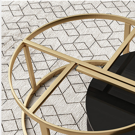 Frame Oval Coffee Table Glam Nesting Coffee Table Set with Drawer Clearhalo 'Coffee & Accent Tables' 'Coffee Tables' 'coffee_tables' 'furn' 'furn_coffee_tables' 'Furniture' 'Living Room Furniture' 7132431