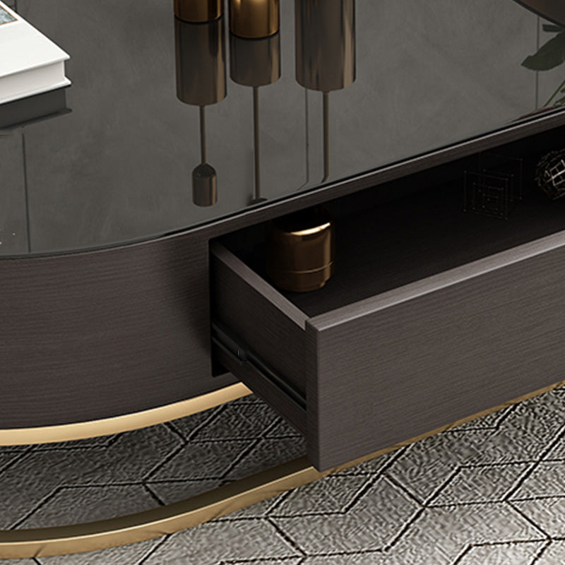 Frame Oval Coffee Table Glam Nesting Coffee Table Set with Drawer Clearhalo 'Coffee & Accent Tables' 'Coffee Tables' 'coffee_tables' 'furn' 'furn_coffee_tables' 'Furniture' 'Living Room Furniture' 7132432