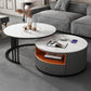 Round Coffee Table Set Frame Nesting Coffee Table Set with 2 Drawers White Stone Clearhalo 'Coffee & Accent Tables' 'Coffee Tables' 'coffee_tables' 'furn' 'furn_coffee_tables' 'Furniture' 'Living Room Furniture' 7132439