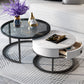 No Distressing Round Coffee Table Frame Nesting Coffee Table Set with Drawer White Black Clearhalo 'Coffee & Accent Tables' 'Coffee Tables' 'coffee_tables' 'furn' 'furn_coffee_tables' 'Furniture' 'Living Room Furniture' 7132476
