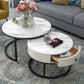 Round Nesting Coffee Table Set Round Frame Coffee Table with Drawer Ivory Black Clearhalo 'Coffee & Accent Tables' 'Coffee Tables' 'coffee_tables' 'furn' 'furn_coffee_tables' 'Furniture' 'Living Room Furniture' 7132501