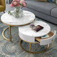 Round Nesting Coffee Table Set Round Frame Coffee Table with Drawer Ivory Gold Clearhalo 'Coffee & Accent Tables' 'Coffee Tables' 'coffee_tables' 'furn' 'furn_coffee_tables' 'Furniture' 'Living Room Furniture' 7132508