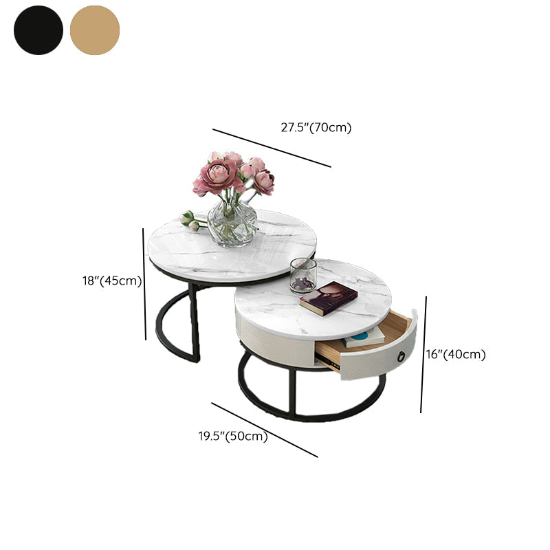 Round Nesting Coffee Table Set Round Frame Coffee Table with Drawer Clearhalo 'Coffee & Accent Tables' 'Coffee Tables' 'coffee_tables' 'furn' 'furn_coffee_tables' 'Furniture' 'Living Room Furniture' 7132527