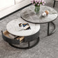 Slate Round Frame Coffee Table Modern Nesting Coffee Table Set with Drawer Grey Black Clearhalo 'Coffee & Accent Tables' 'Coffee Tables' 'coffee_tables' 'furn' 'furn_coffee_tables' 'Furniture' 'Living Room Furniture' 7132530
