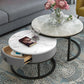 Slate Round Frame Coffee Table Modern Nesting Coffee Table Set with Drawer Gray-White Black Clearhalo 'Coffee & Accent Tables' 'Coffee Tables' 'coffee_tables' 'furn' 'furn_coffee_tables' 'Furniture' 'Living Room Furniture' 7132534