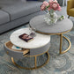 Slate Round Frame Coffee Table Modern Nesting Coffee Table Set with Drawer Marble Gray Gold Clearhalo 'Coffee & Accent Tables' 'Coffee Tables' 'coffee_tables' 'furn' 'furn_coffee_tables' 'Furniture' 'Living Room Furniture' 7132539