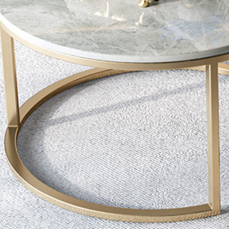 Slate Round Frame Coffee Table Modern Nesting Coffee Table Set with Drawer Clearhalo 'Coffee & Accent Tables' 'Coffee Tables' 'coffee_tables' 'furn' 'furn_coffee_tables' 'Furniture' 'Living Room Furniture' 7132542