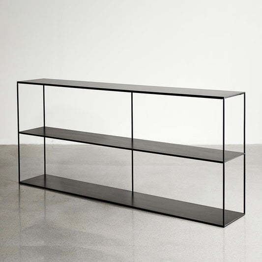 Modern Metal Console Table Black / White Storage Shelves Sofa Table for Living Room