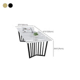 Modern Style Office Desk Rectangular Shape Conference Table with 2-Legs in Gold/Black