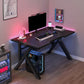 Industrial Gaming Desk Antique Finish Wood Computer Desk with Metal Legs