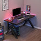 Industrial Gaming Desk Antique Finish Wood Computer Desk with Metal Legs