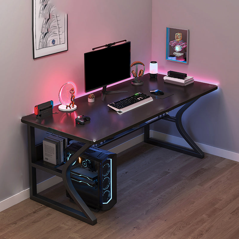 Industrial Gaming Desk Antique Finish Wood Computer Desk with Metal Legs