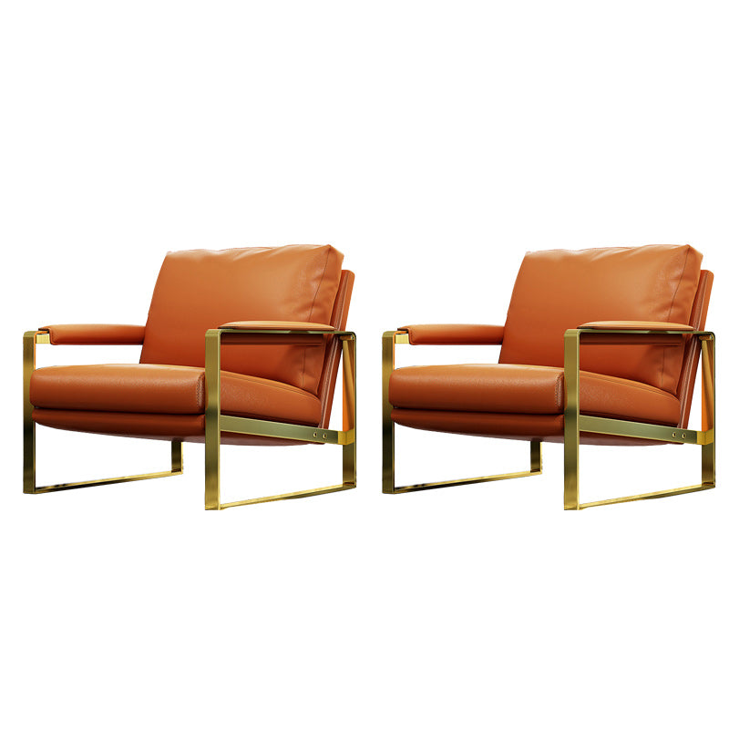 Modern 31.5" Wide Sewn Pillow Back Sponge Metal Frame Arm Chair Gold 2 Piece Set Clearhalo 'Accent Chairs' 'accent_chairs' 'Chairs & Seating' 'furn' 'furn_accent_chairs' 'Furniture' 'Living Room Furniture' 7134650
