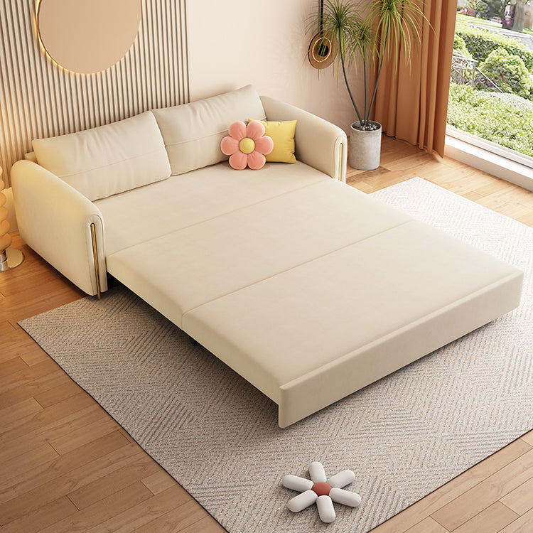 32" Wide Scandinavian Sofa Futon White Foldable Sleeper Sofa