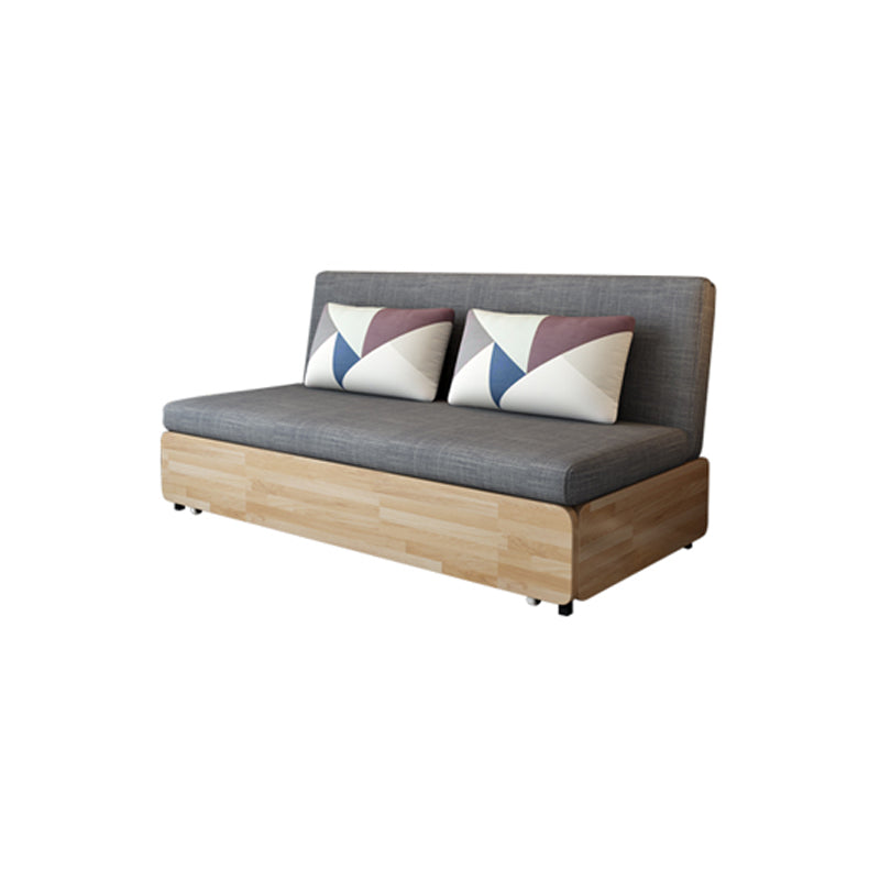 Contemporary Sofa Bed Fabric Wood with Storage Cushion Back Gray Armless Futon Frame