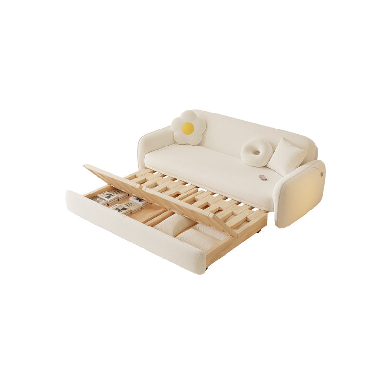 Sleepinavian Sleeper divano tessuto bianco con cuscino di stoccaggio posteriore braccia quadrata