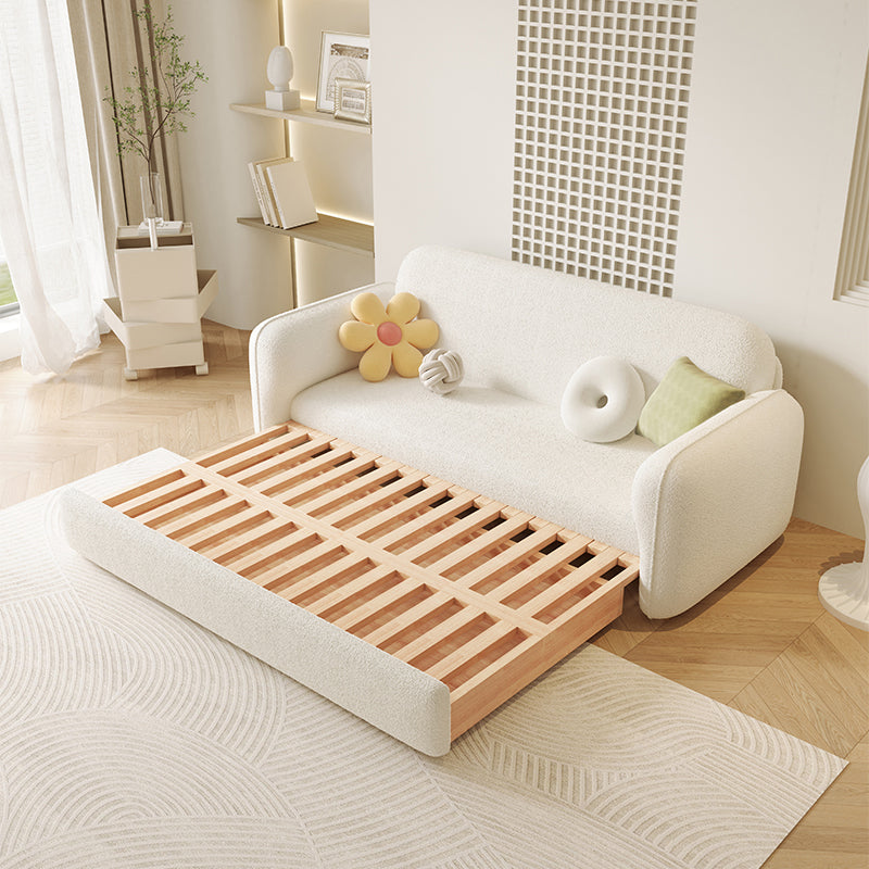 Sleepinavian Sleeper divano tessuto bianco con cuscino di stoccaggio posteriore braccia quadrata