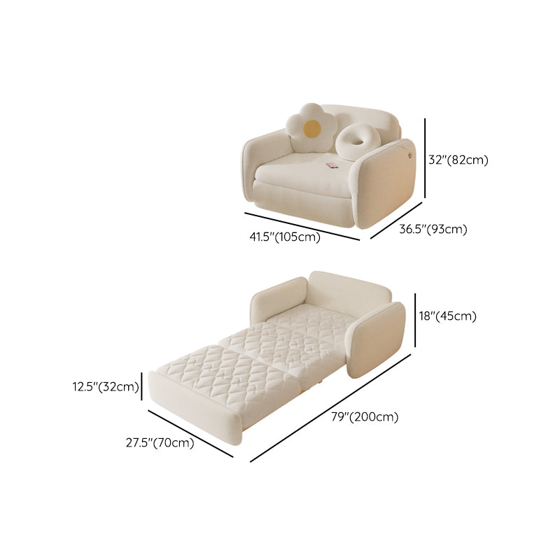 Sleepinavian Sleeper divano tessuto bianco con cuscino di stoccaggio posteriore braccia quadrata