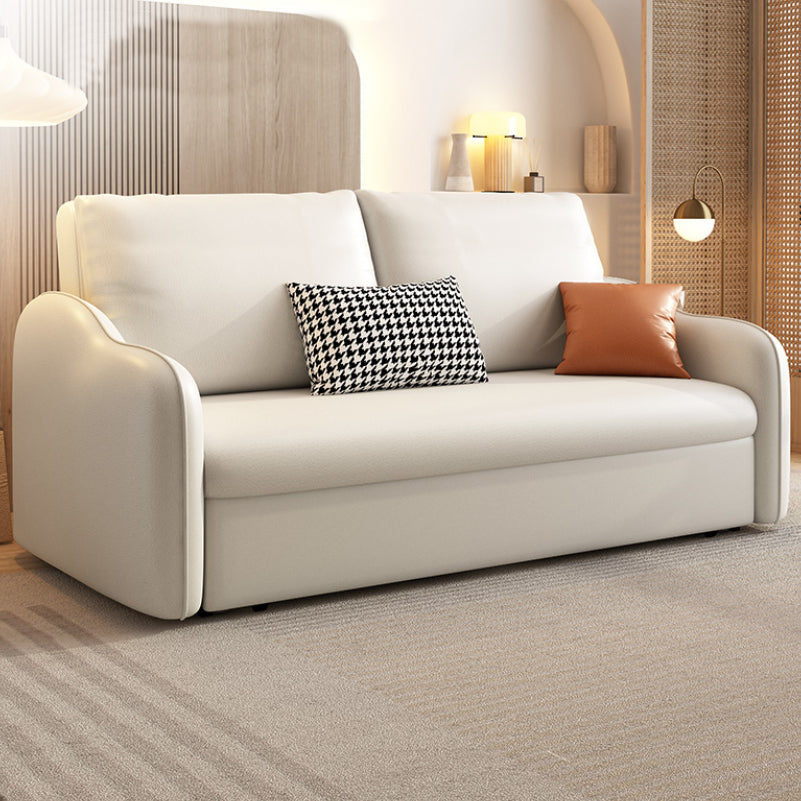 Contemporary Sleeper Sofa Stainless Steel Upholstered Pillow Back Futon Sofa Bed