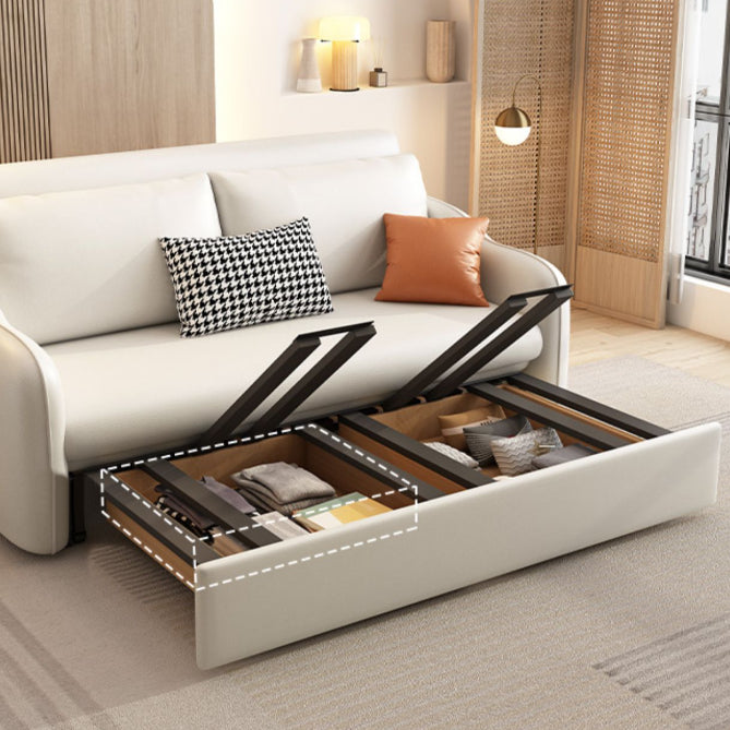 Contemporary Sleeper Sofa Stainless Steel Upholstered Pillow Back Futon Sofa Bed