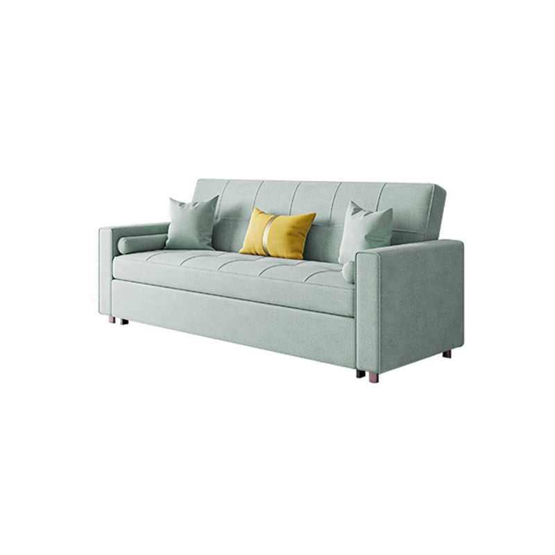 Scandinavian Futon Sofa Bed Upholstered Cushion Back Square Arms Sleeper Sofa Flannel Clearhalo 'furn' 'furn_futons' 'Furniture' 'Futons & Daybeds' 'Futons' 'Living Room Furniture' 7134800