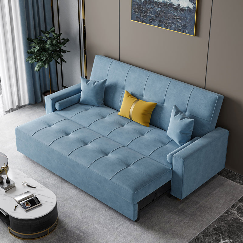 Scandinavian Futon Sofa Bed Upholstered Cushion Back Square Arms Sleeper Sofa Clearhalo 'furn' 'furn_futons' 'Furniture' 'Futons & Daybeds' 'Futons' 'Living Room Furniture' 7134801