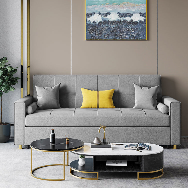 Scandinavian Futon Sofa Bed Upholstered Cushion Back Square Arms Sleeper Sofa Clearhalo 'furn' 'furn_futons' 'Furniture' 'Futons & Daybeds' 'Futons' 'Living Room Furniture' 7134803