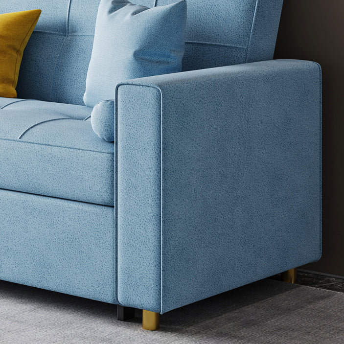 Scandinavian Futon Sofa Bed Upholstered Cushion Back Square Arms Sleeper Sofa Clearhalo 'furn' 'furn_futons' 'Furniture' 'Futons & Daybeds' 'Futons' 'Living Room Furniture' 7134806