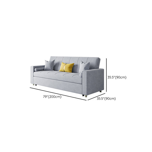 Scandinavian Futon Sofa Bed Upholstered Cushion Back Square Arms Sleeper Sofa Clearhalo 'furn' 'furn_futons' 'Furniture' 'Futons & Daybeds' 'Futons' 'Living Room Furniture' 7134809