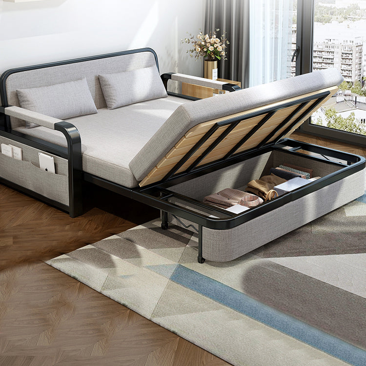 Sofa contemporain de 30 "de large oreiller gris futon inclus canapé-lit de rangement