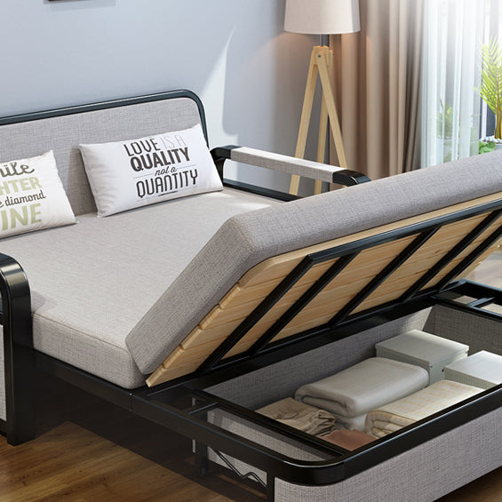 Sofa contemporain de 30 "de large oreiller gris futon inclus canapé-lit de rangement