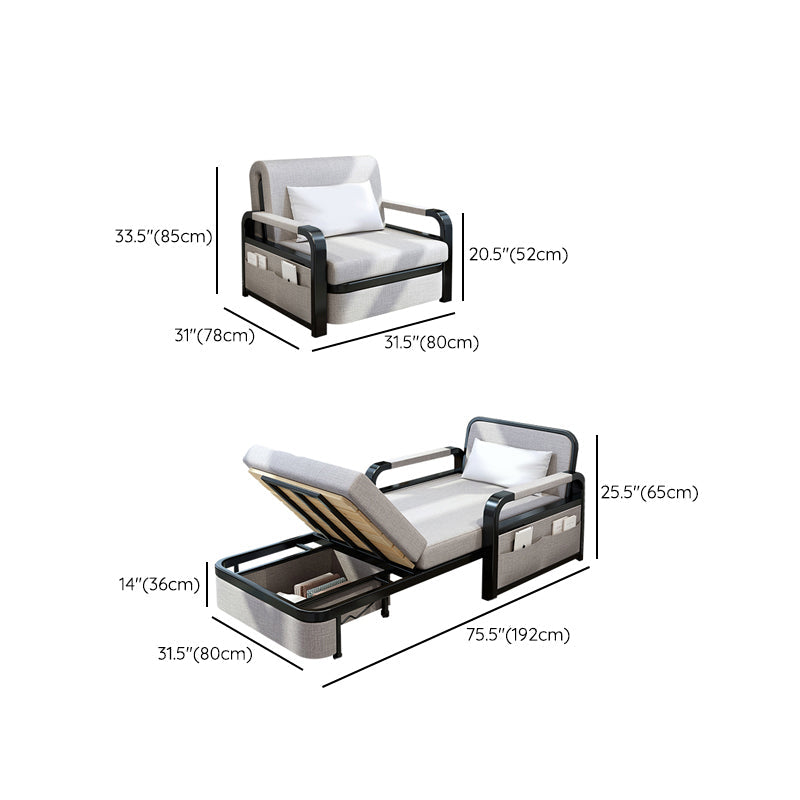 Sofa contemporain de 30 "de large oreiller gris futon inclus canapé-lit de rangement