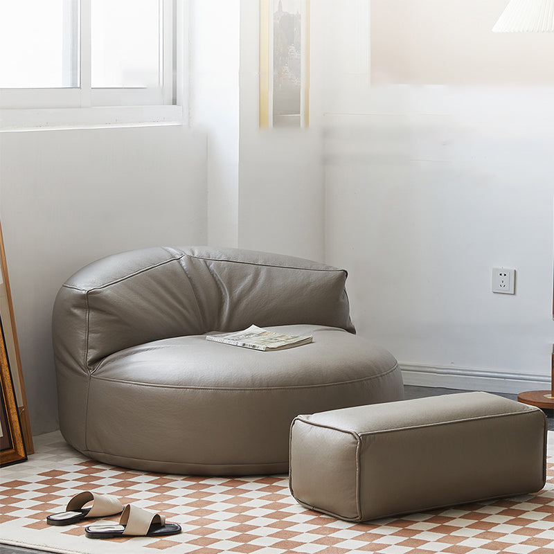 Modern Fixed Back Chair Solid Color Faux Leather Armless Chair