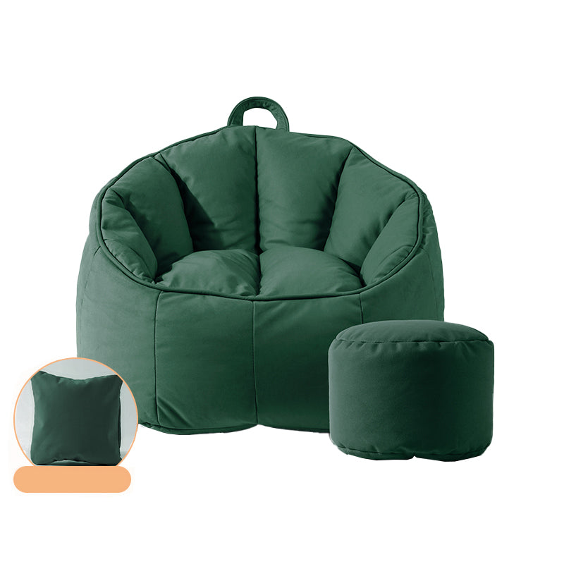 Modern Sewn Pillow Back Chair Faux Leather Sloped Arms Chair