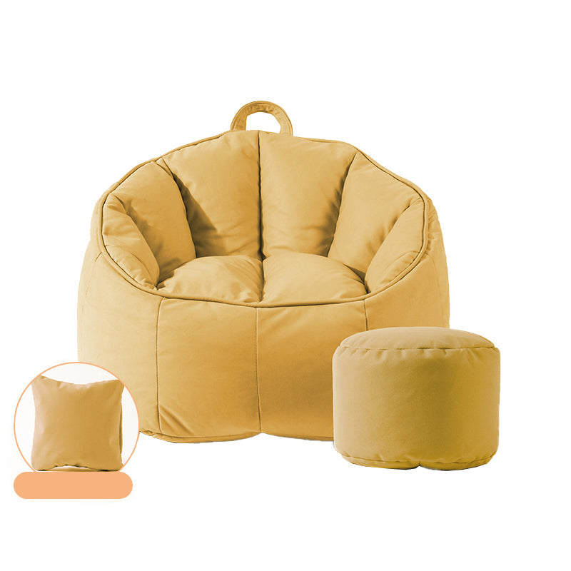 Modern Sewn Pillow Back Chair Faux Leather Sloped Arms Chair