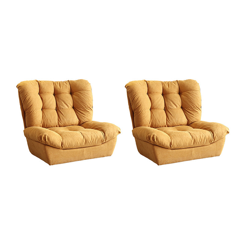 Contemporary Tufted Back Arm Chair Solid Color Armless Chair Brown Yellow 2 Piece Set Clearhalo 'Accent Chairs' 'accent_chairs' 'Chairs & Seating' 'furn' 'furn_accent_chairs' 'Furniture' 'Living Room Furniture' 7135227