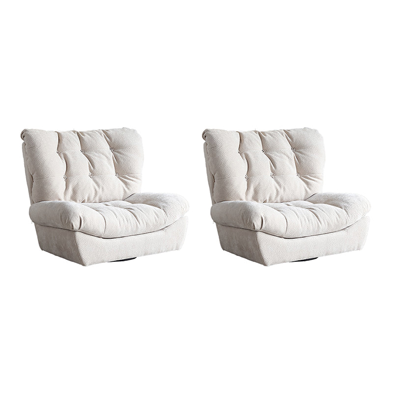 Contemporary Tufted Back Arm Chair Solid Color Armless Chair Off-White 2 Piece Set Clearhalo 'Accent Chairs' 'accent_chairs' 'Chairs & Seating' 'furn' 'furn_accent_chairs' 'Furniture' 'Living Room Furniture' 7135232