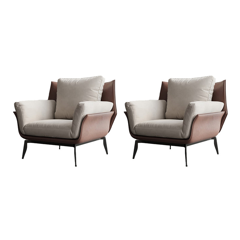 Contemporary 4 Legs Chair Flared Arms Chair with Removable Cushions Beige Brown Corduroy 2 Piece Set Clearhalo 'Accent Chairs' 'accent_chairs' 'Chairs & Seating' 'furn' 'furn_accent_chairs' 'Furniture' 'Living Room Furniture' 7135248