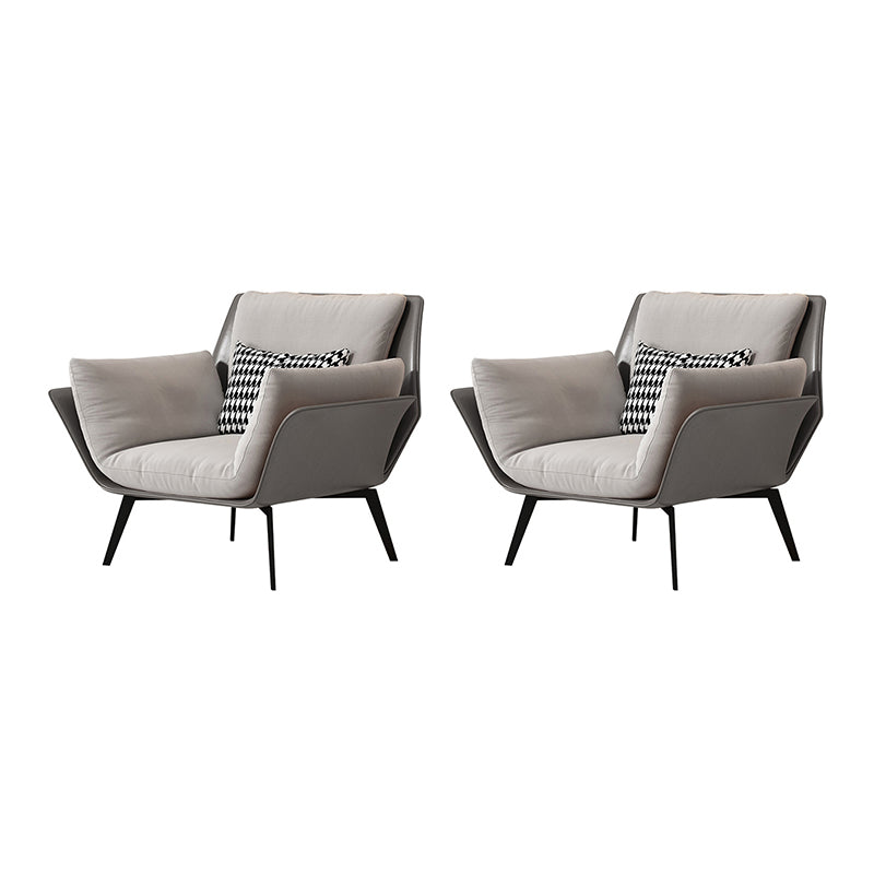 Contemporary 4 Legs Chair Flared Arms Chair with Removable Cushions Grey Cotton and Linen 2 Piece Set Clearhalo 'Accent Chairs' 'accent_chairs' 'Chairs & Seating' 'furn' 'furn_accent_chairs' 'Furniture' 'Living Room Furniture' 7135254