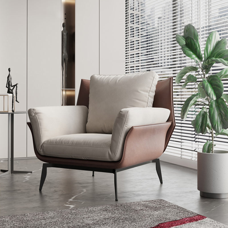 Contemporary 4 Legs Chair Flared Arms Chair with Removable Cushions Beige Brown Corduroy 1 Piece Clearhalo 'Accent Chairs' 'accent_chairs' 'Chairs & Seating' 'furn' 'furn_accent_chairs' 'Furniture' 'Living Room Furniture' 7135258