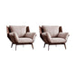 Contemporary 4 Legs Chair Flared Arms Chair with Removable Cushions Gray-Brown Cotton and Linen 2 Piece Set Clearhalo 'Accent Chairs' 'accent_chairs' 'Chairs & Seating' 'furn' 'furn_accent_chairs' 'Furniture' 'Living Room Furniture' 7135260