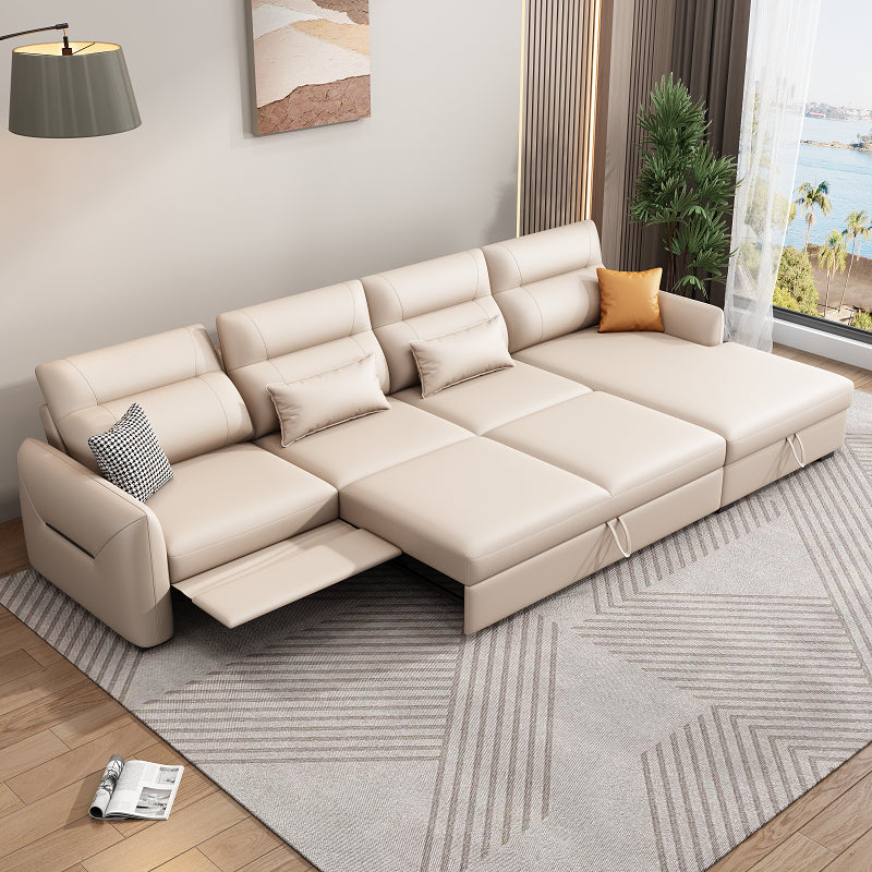 Benda quadrata di divano di divano futon scandinavo con cuscino di portata in pelle