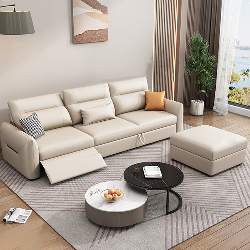 Benda quadrata di divano di divano futon scandinavo con cuscino di portata in pelle