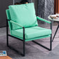 Metal Square Arms Chair Faux Leather Armchair for Living Room