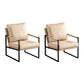 Metal Square Arms Chair Faux Leather Armchair for Living Room
